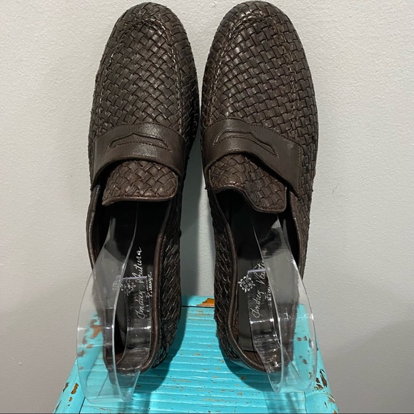 Andrea Ventura Firenze Brown Woven Italian Leather Loafers 43 main image 7